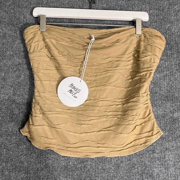 Princess Polly Tube Top 10 Large Mushroom Tan Strapless Cecile Textured NWT - Picture 3 of 14